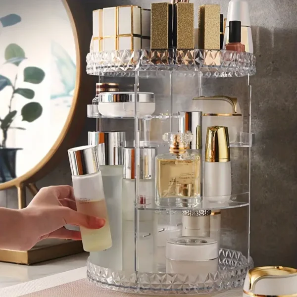 Organisateur de maquillage Boîte de rangement cosmétique rotative à 360 degrés – Image 3