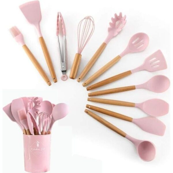 Ensemble d'Ustensiles de Cuisine en Silicone de 12 Pièces avec Boîte de Rangement – Image 5