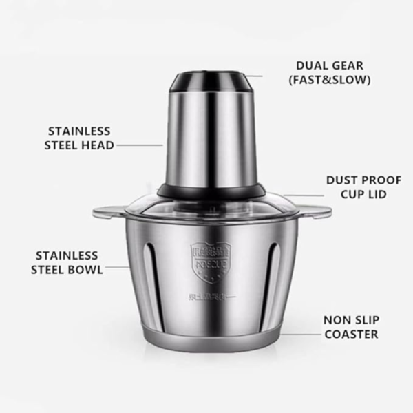 Hachoir 2L avec 2 Bols INOX+VERRE Appareil de Cuisine Multi-usages – Image 6