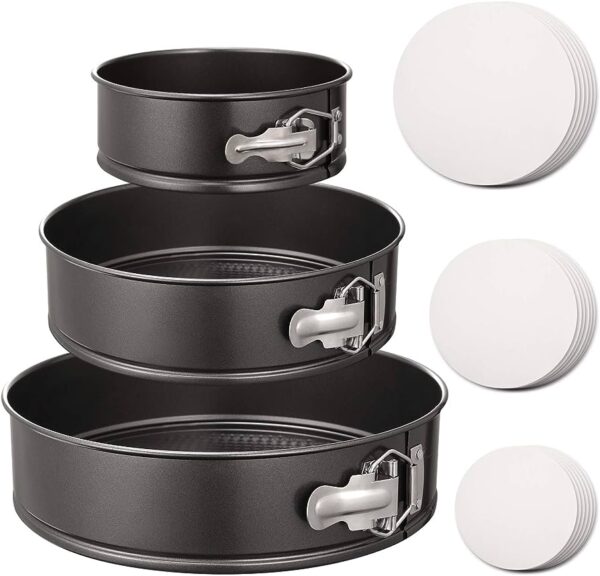 Ensemble de moules à charnière ronds Kitchen Lab 3PCS à gâteaux gris – Image 2