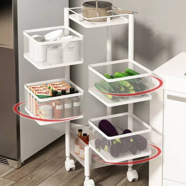 Support de rangement rotatif à 360 degrés, support pour fruits et légumes, carré à 5 niveaux – Image 4