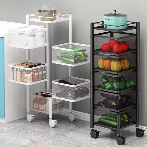 Support de rangement rotatif à 360 degrés, support pour fruits et légumes, carré à 5 niveaux – Image 3
