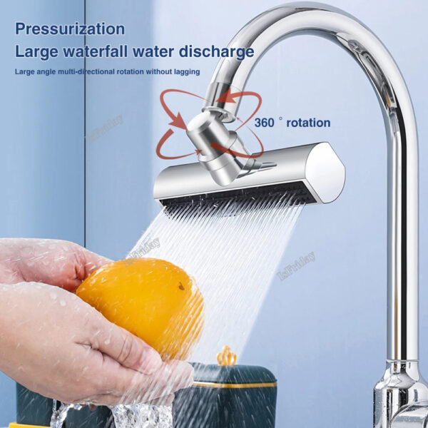 Adaptateur de robinet pivotant à 360 degrés, robinet de cuisine, Mode de pulvérisation cascade, douche universelle multifonctionnelle 4 en 1 – Image 2