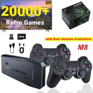 Console de jeu rétro 4K avec 20.000 jeux intégrés, 2 manette contrôleurs sans fil