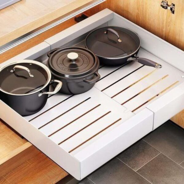 Organisateur de tiroir coulissant réglable, étagère de rangement pour armoire de cuisine, garde-manger, maison – Image 10