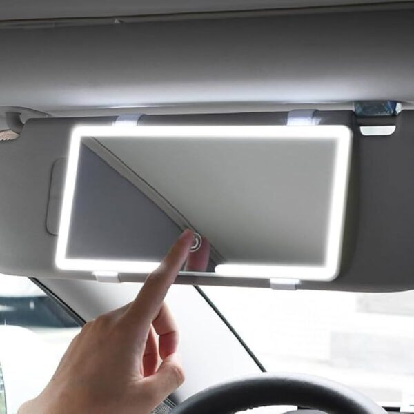 Miroir de maquillage de vanité de voiture Rechargeable LED lumière tactile interrupteu