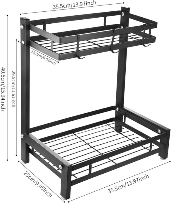 Étagère à épices en métal sur pied T1, bocaux d'assaisonnement, comptoir de cuisine, 2 niveaux – Image 5